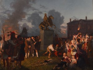 Démolition de la statue du roi George III, vers 1859